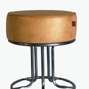 Poef cognac leer industrieel