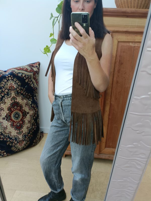 Vintage lederen gilet maat M - Image 20