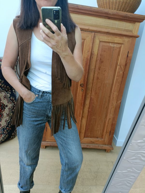 Vintage lederen gilet maat M - Image 19