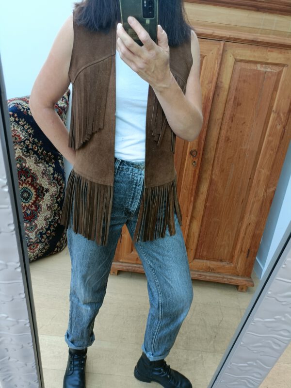 Vintage lederen gilet maat M - Image 18