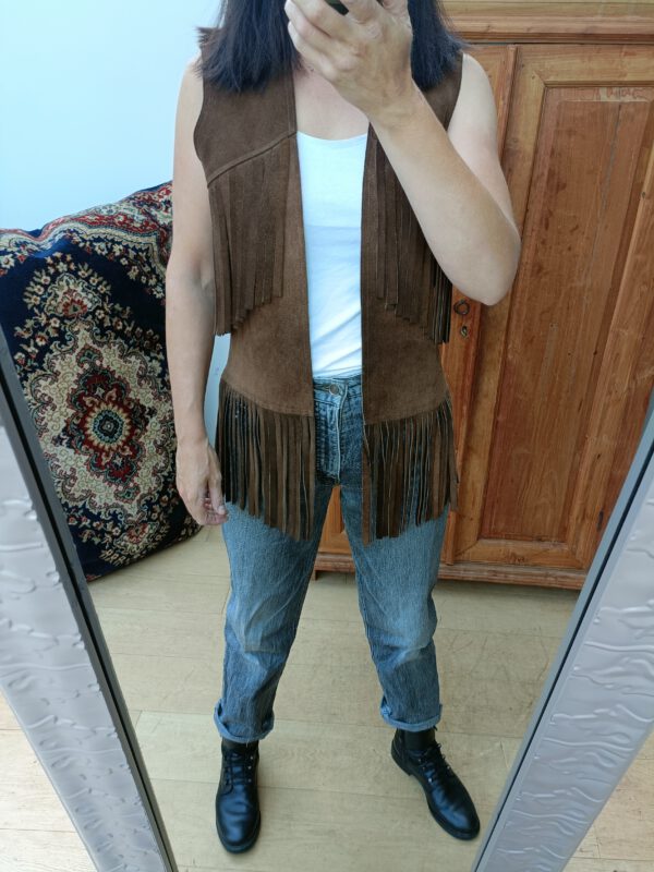Vintage lederen gilet maat M - Image 17