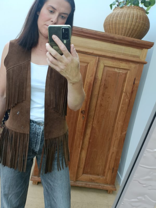 Vintage lederen gilet maat M - Image 14