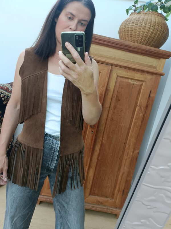 Vintage lederen gilet maat M - Image 13