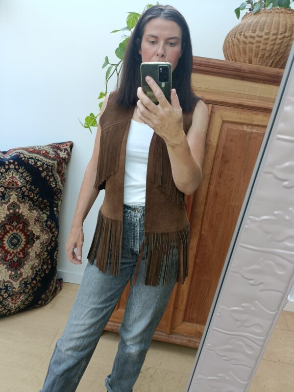 Vintage lederen gilet maat M - Image 12