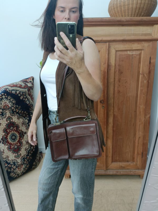 Vintage lederen gilet maat M - Image 11