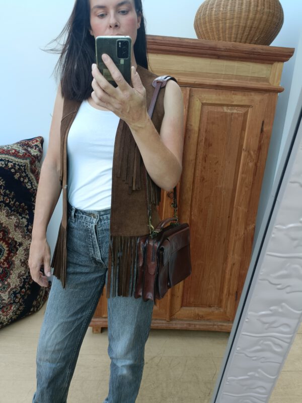 Vintage lederen gilet maat M - Image 10