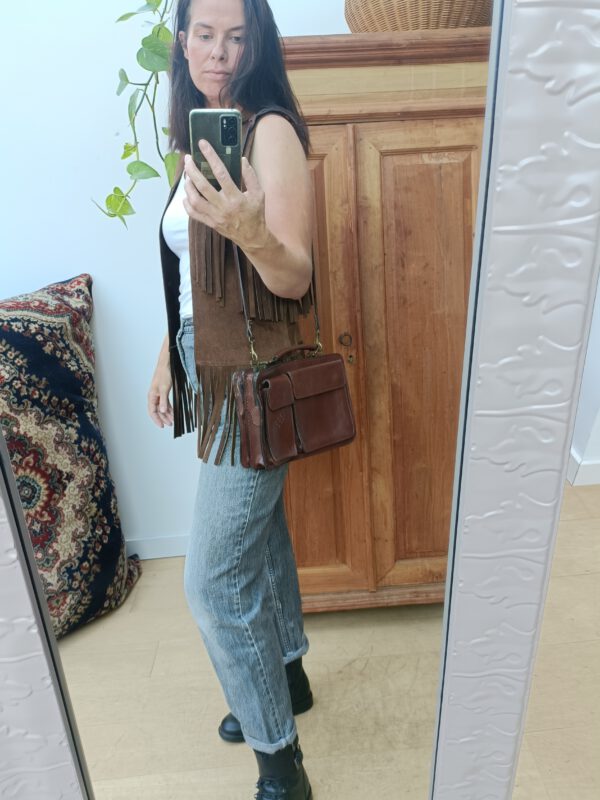 Vintage lederen gilet maat M - Image 9